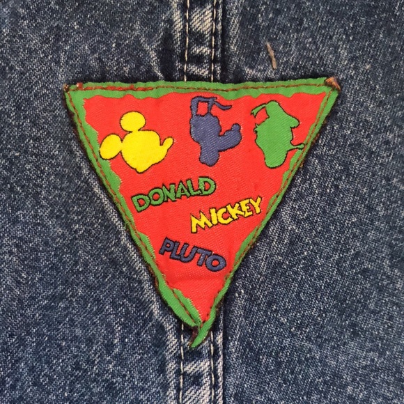 VINTAGE Euro Disney size 18 Month Denim Overalls Patches & Plaid Inserts UNISEX - Picture 11 of 16